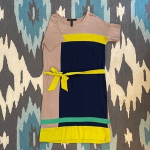 BCBG MAXAZRIA // size XS ribbon bow tie color block dress